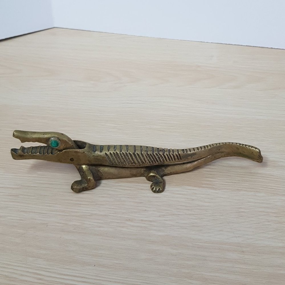 Vintage Brass Crocodile Nut Cracker